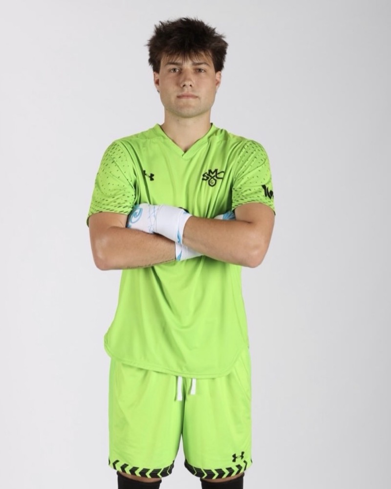 Brett LaPorte in his Saint Mary's goalkeeper kit, arms crossed